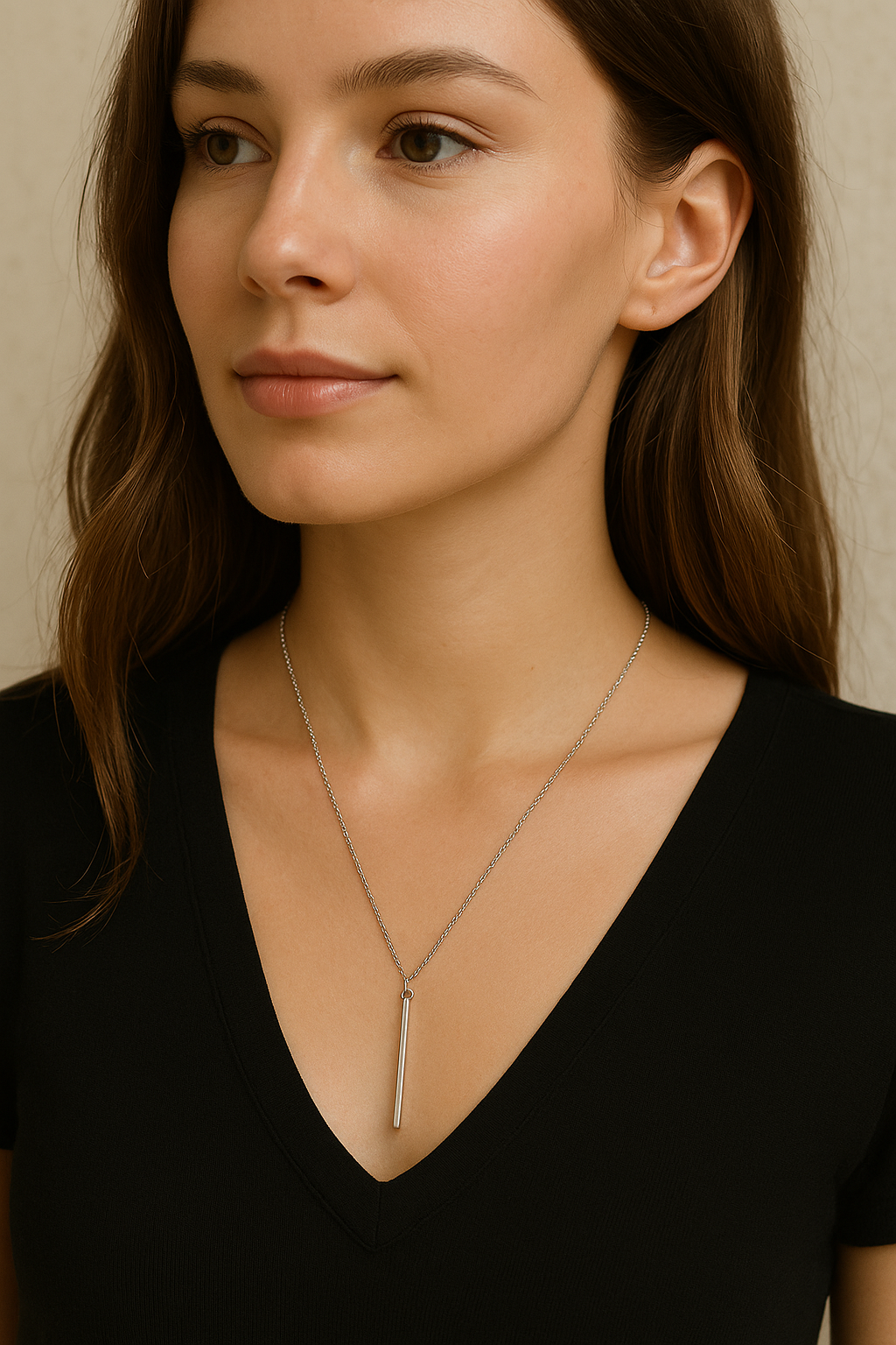 The Minimal Muse – Sleek Silver Bar Necklace