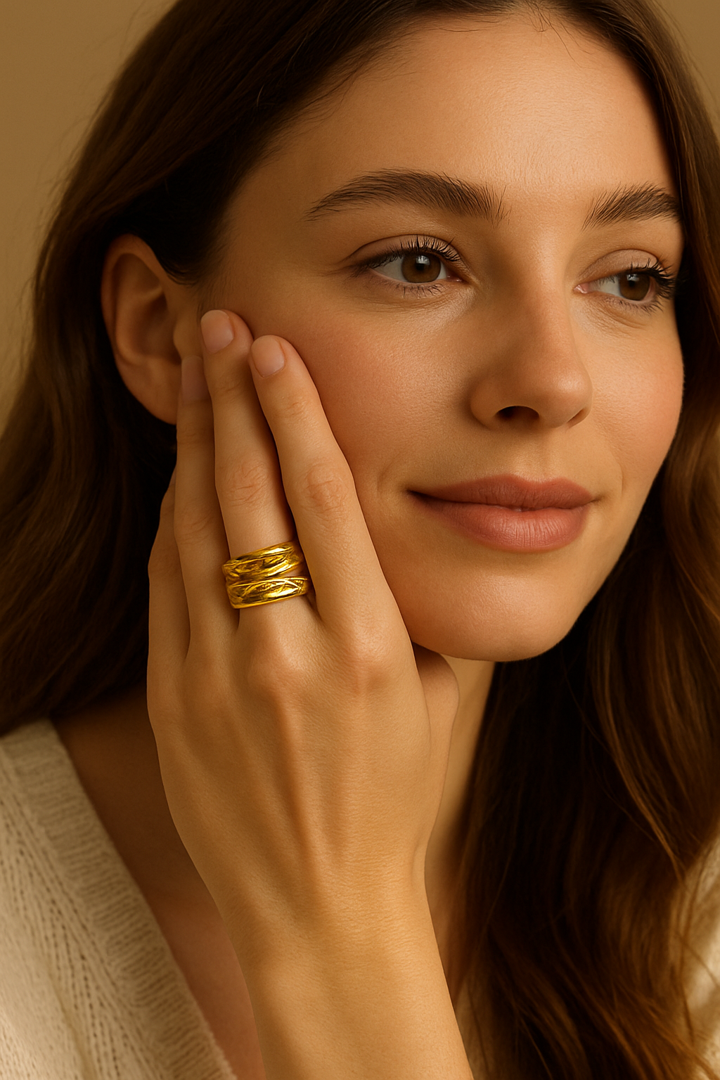 Golden Embrace Statement Ring