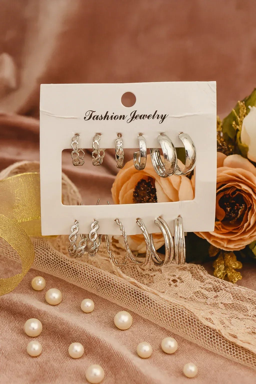 Silver Hoop Glam Set | 6 Pairs of Chic & Classy Earrings for Every Mood! - Kemyu