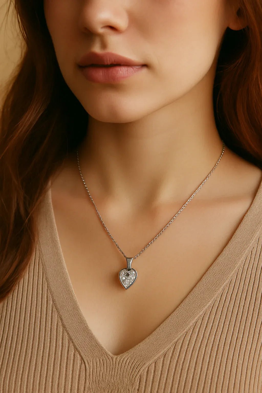 Heart of Elegance – Sterling Silver Sparkle Necklace - Kemyu