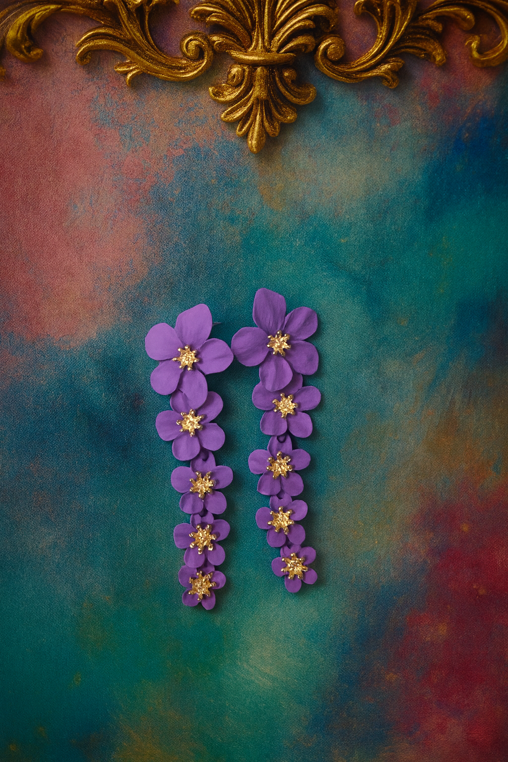Bloom Boldly – Violet Floral Cascade Earrings