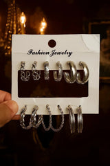 Silver Hoop Glam Set | 6 Pairs of Chic & Classy Earrings for Every Mood! - Kemyu