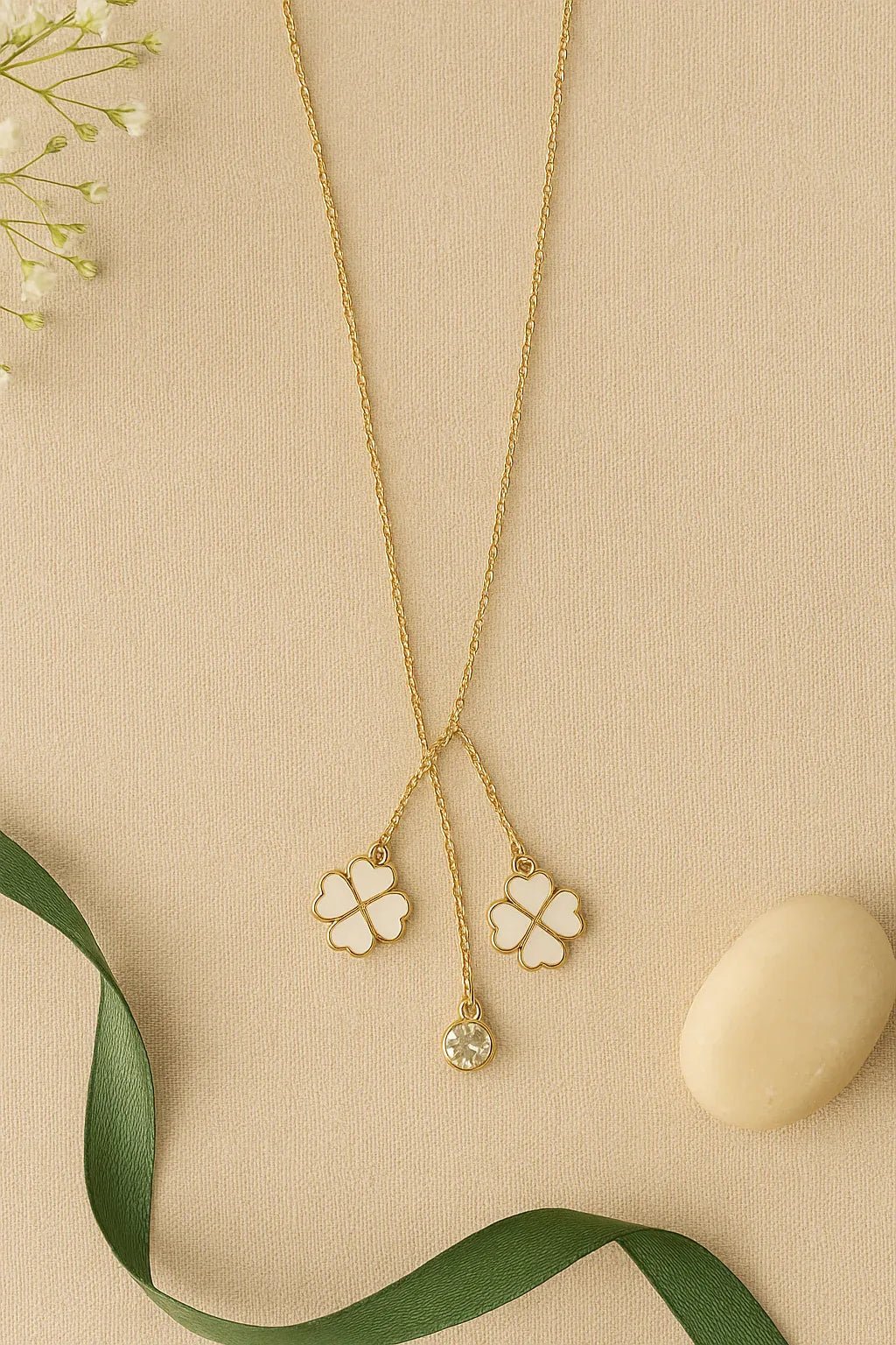 Golden Grace: The Clover Charm Necklace - Kemyu