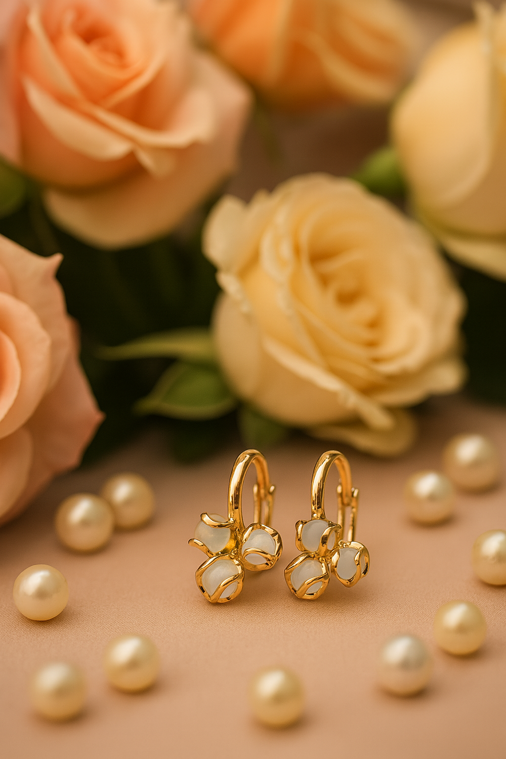 Ethereal Glow – Moonstone Blossom Earrings