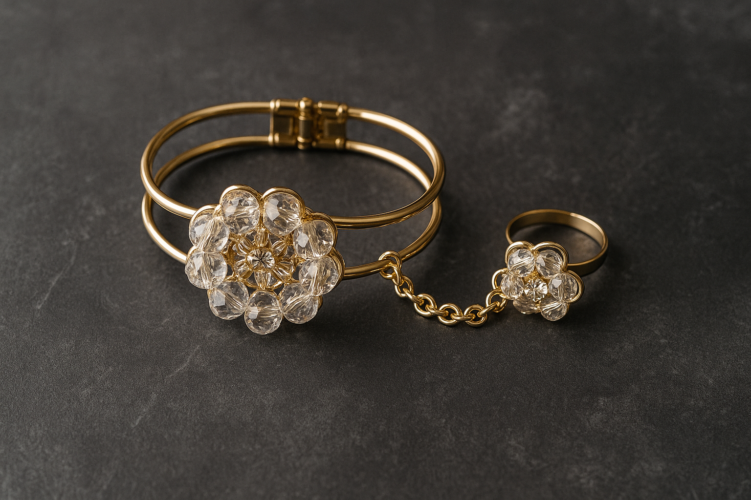 Golden Bloom Elegance — Where Grace Meets Sparkle