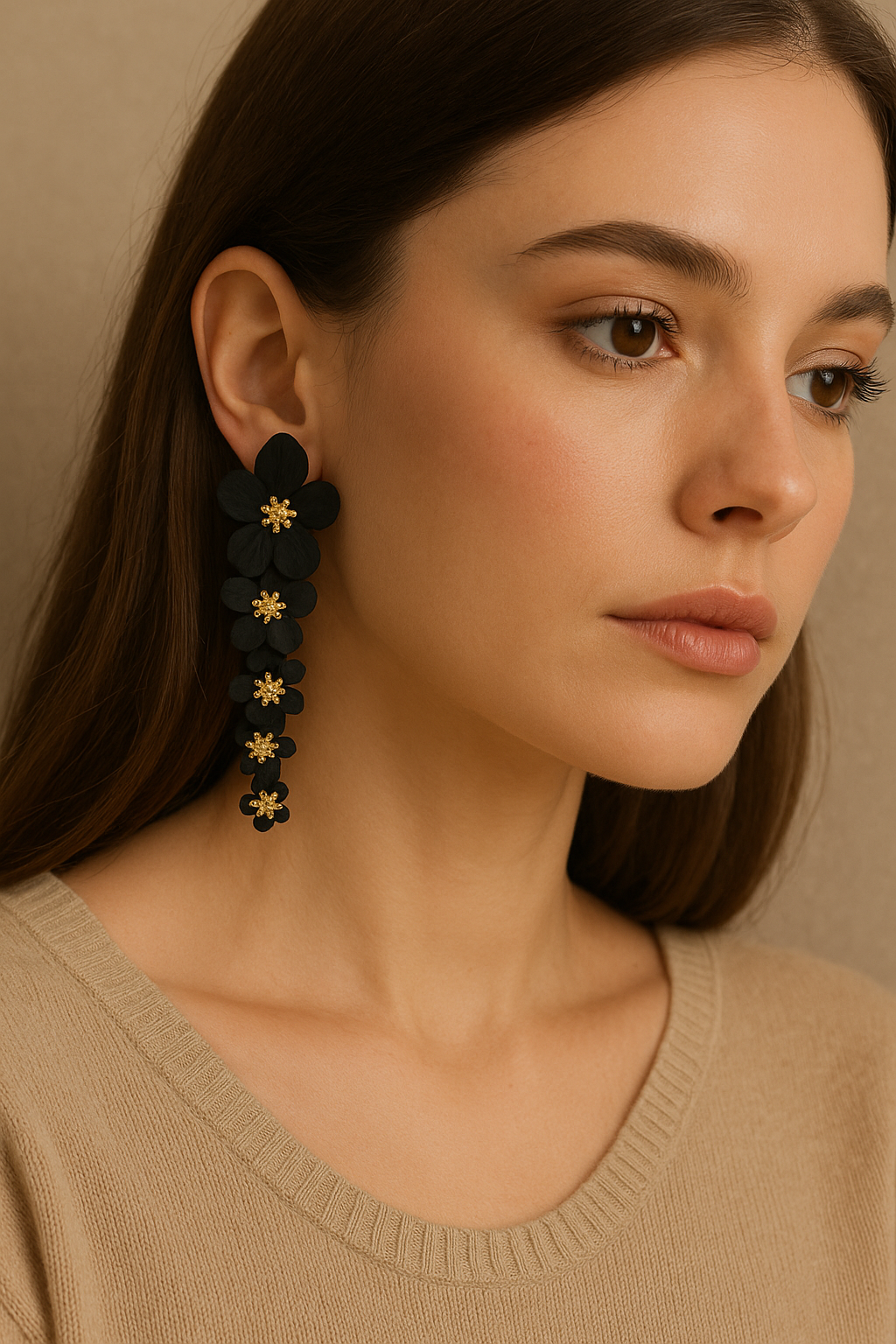 Midnight Bloom – Statement Floral Earrings