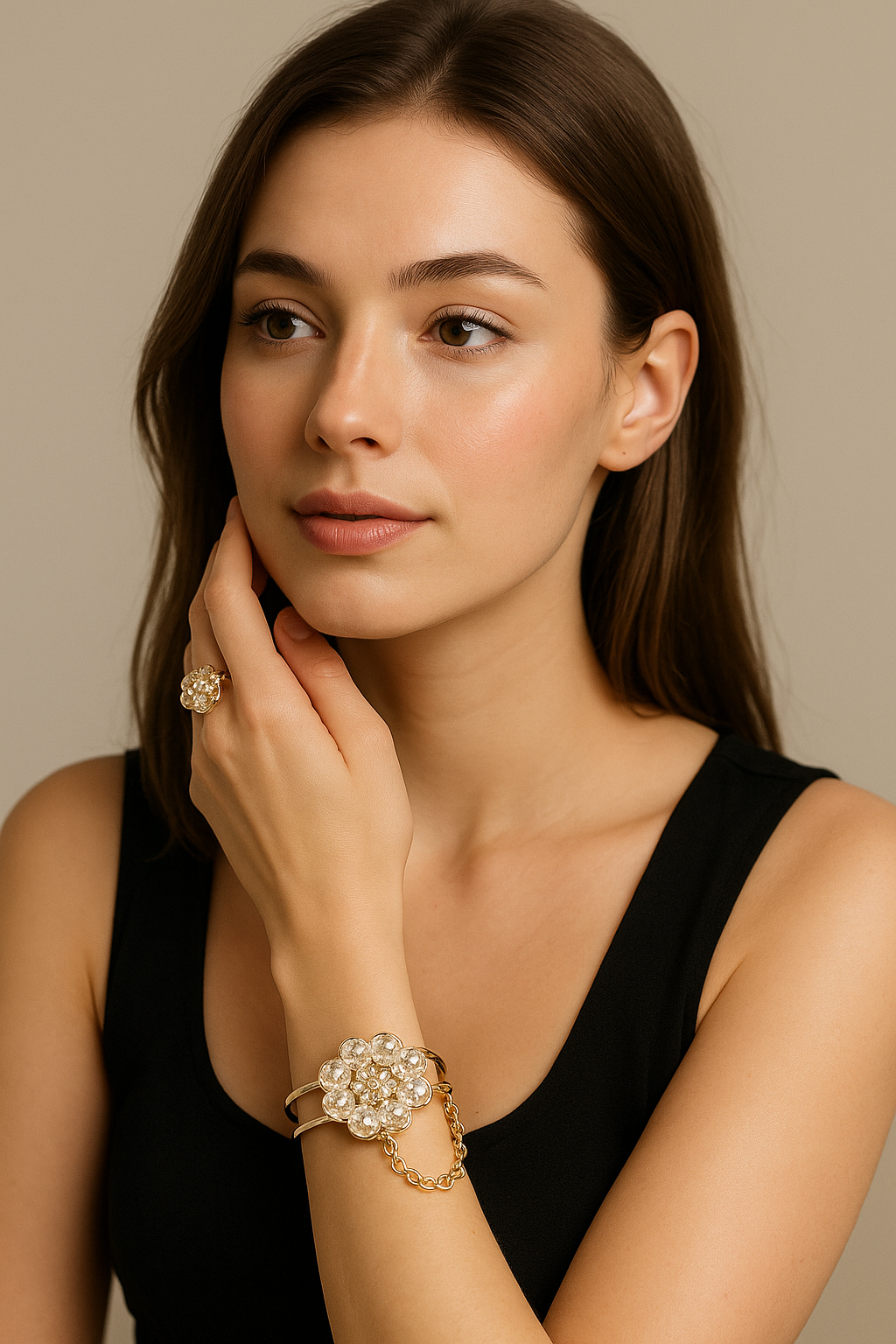 Golden Bloom Elegance — Where Grace Meets Sparkle