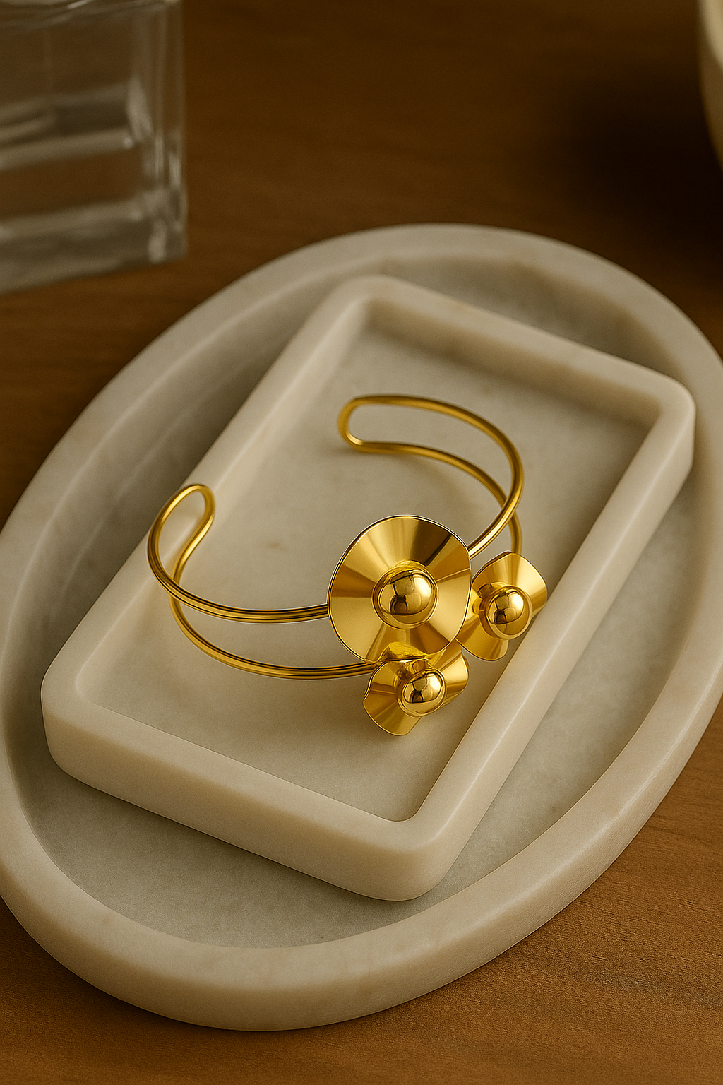 Golden Bloom Cuff Bracelet – Elegance in Every Curve