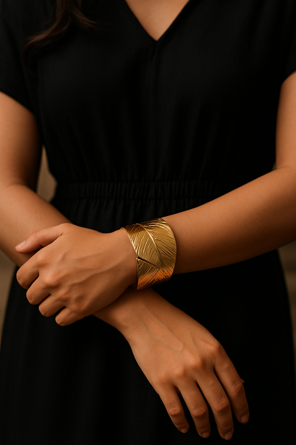 Golden Whisper: The Luxe Leaf Cuff