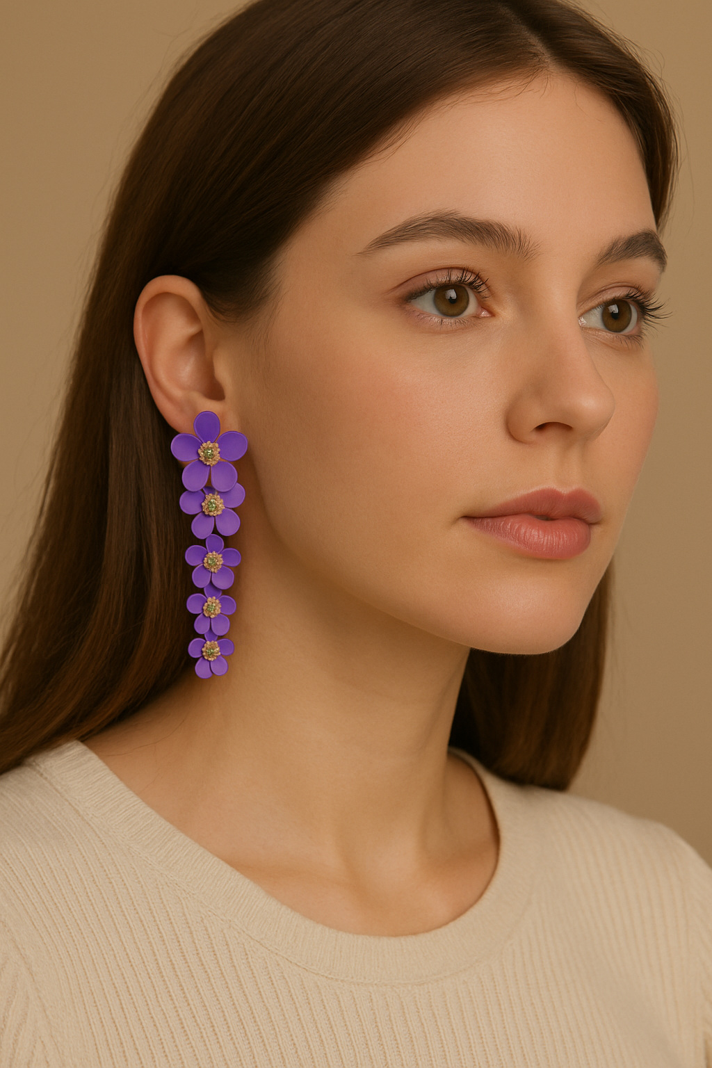 Bloom Boldly – Violet Floral Cascade Earrings