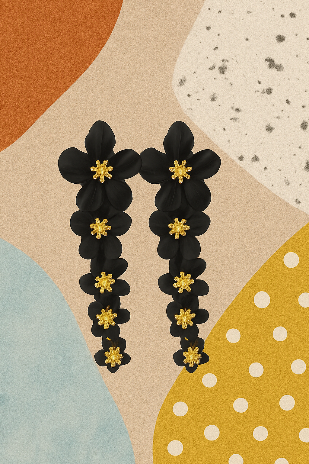 Midnight Bloom – Statement Floral Earrings