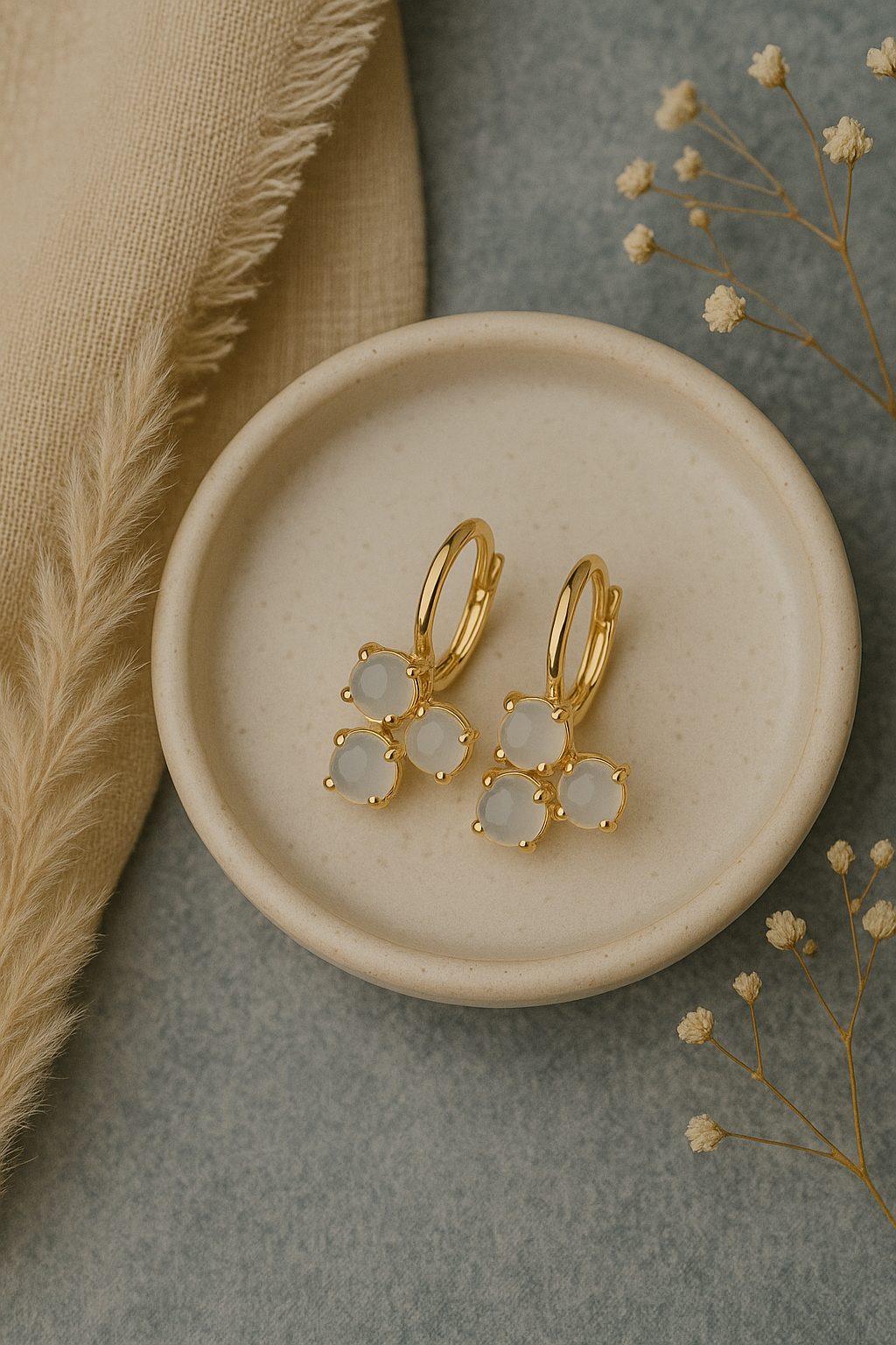 Ethereal Glow – Moonstone Blossom Earrings