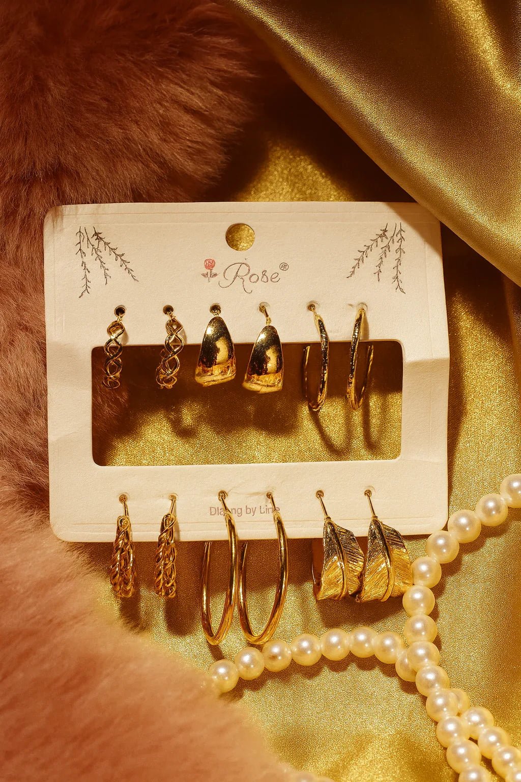 Golden Glow Earring Combo Set – 6-in-1 Glam Edition - Kemyu