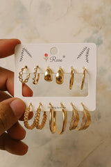 Golden Glow Earring Combo Set – 6-in-1 Glam Edition - Kemyu