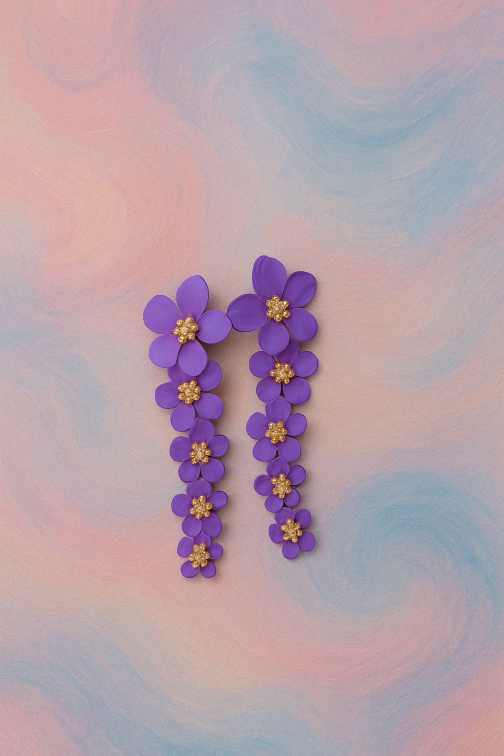 Bloom Boldly – Violet Floral Cascade Earrings