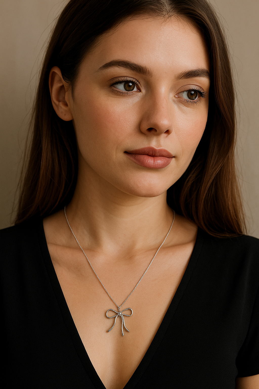 Elegant Charm: The Silver Bow Necklace