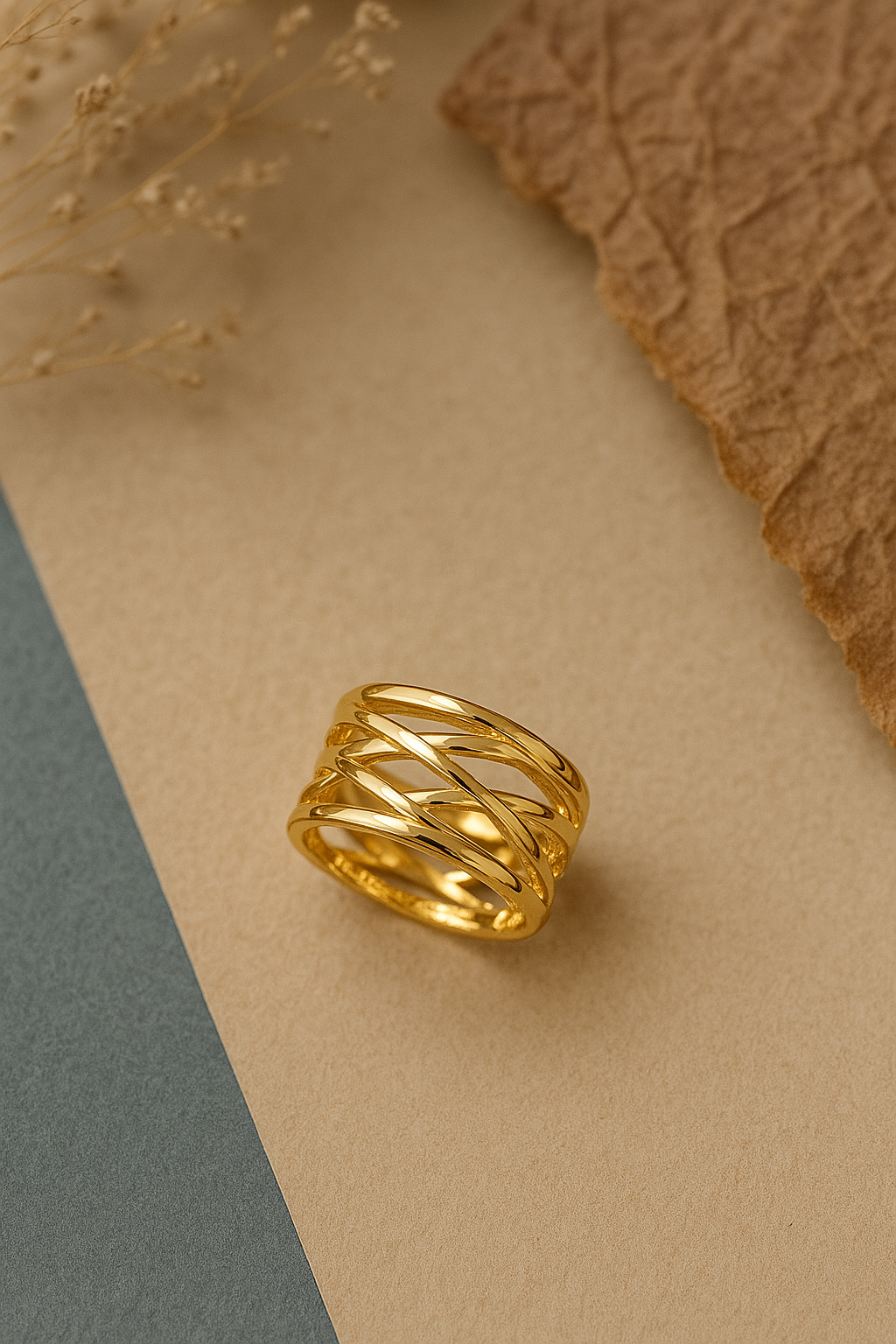 Golden Embrace Statement Ring