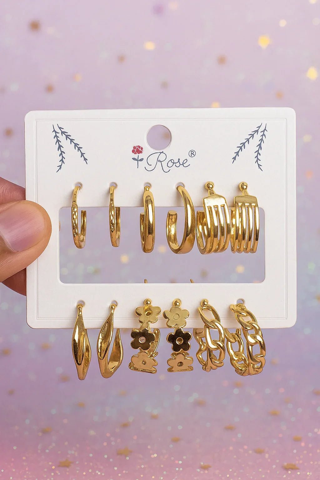 Golden Glow Earring Set – 6 Radiant Styles in One Box! - Kemyu