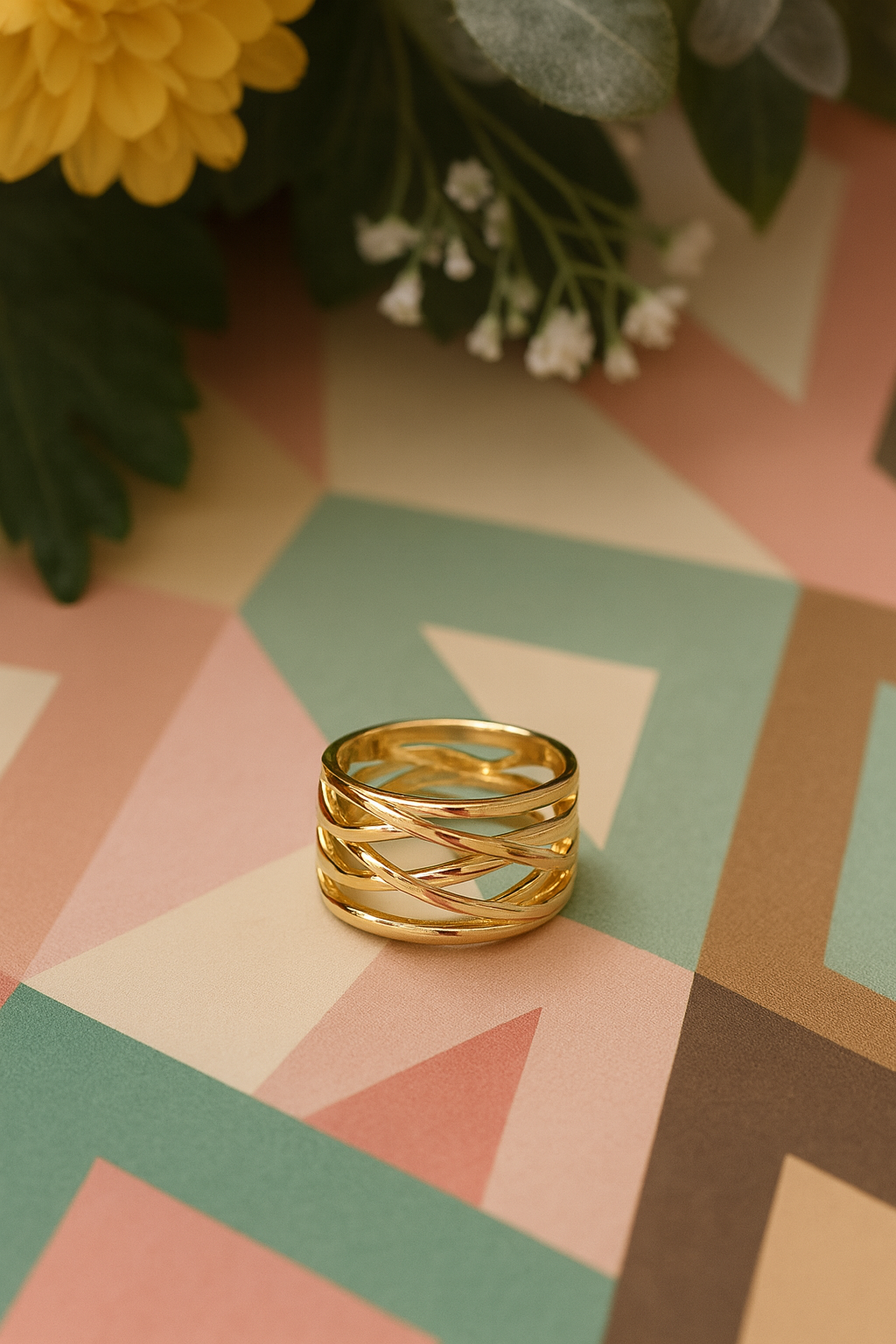 Golden Embrace Statement Ring