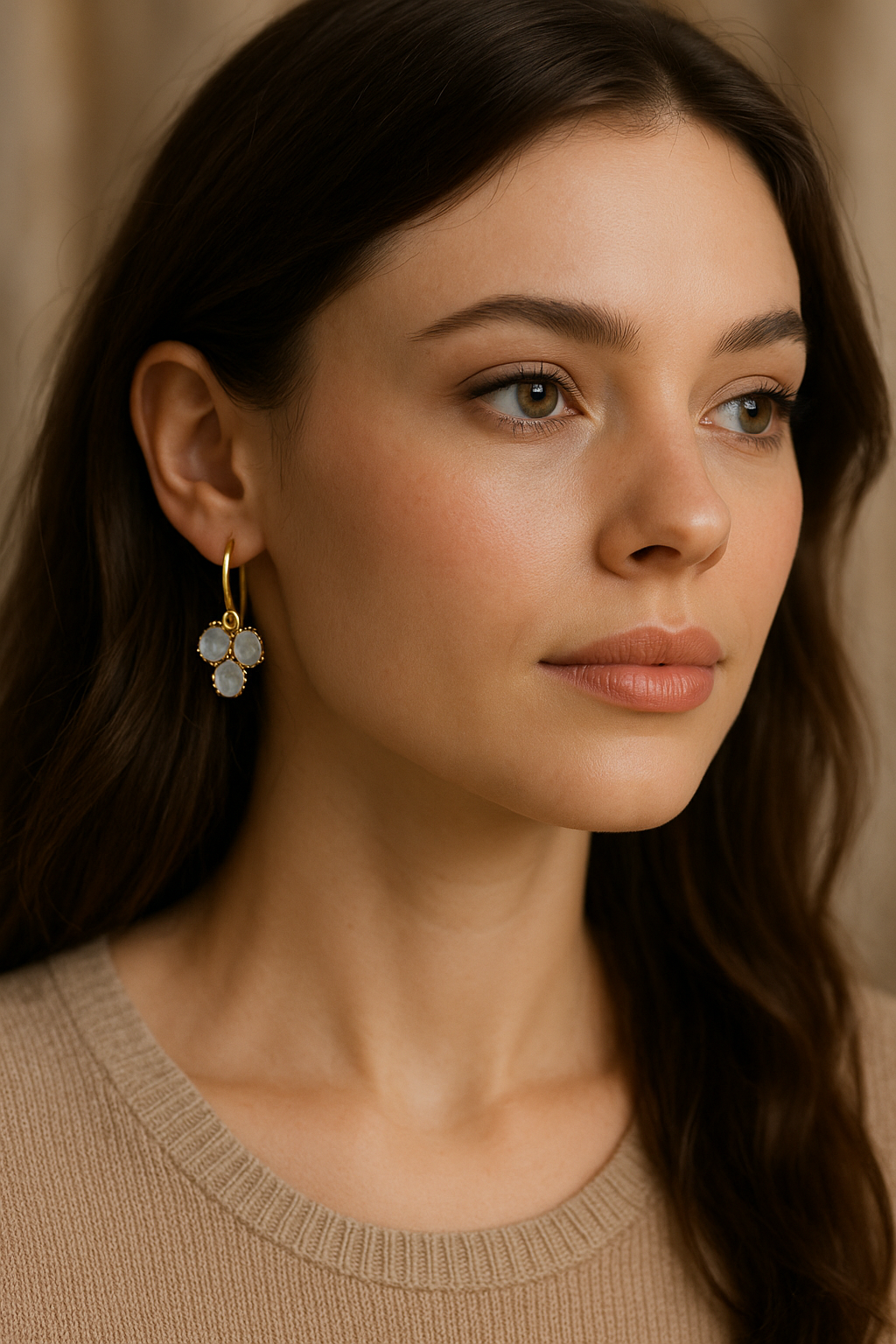 Ethereal Glow – Moonstone Blossom Earrings