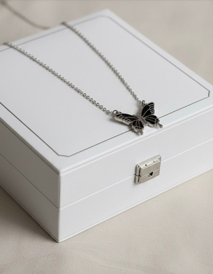 Metamorphosis in Silver: The Midnight Monarch Necklace