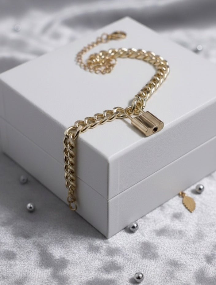 The Golden Secret: Padlock Link Statement Bracelet