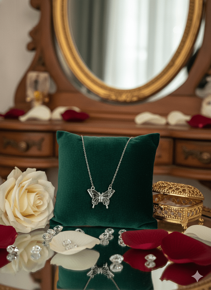 Metamorphosis in Silver: The Midnight Monarch Necklace