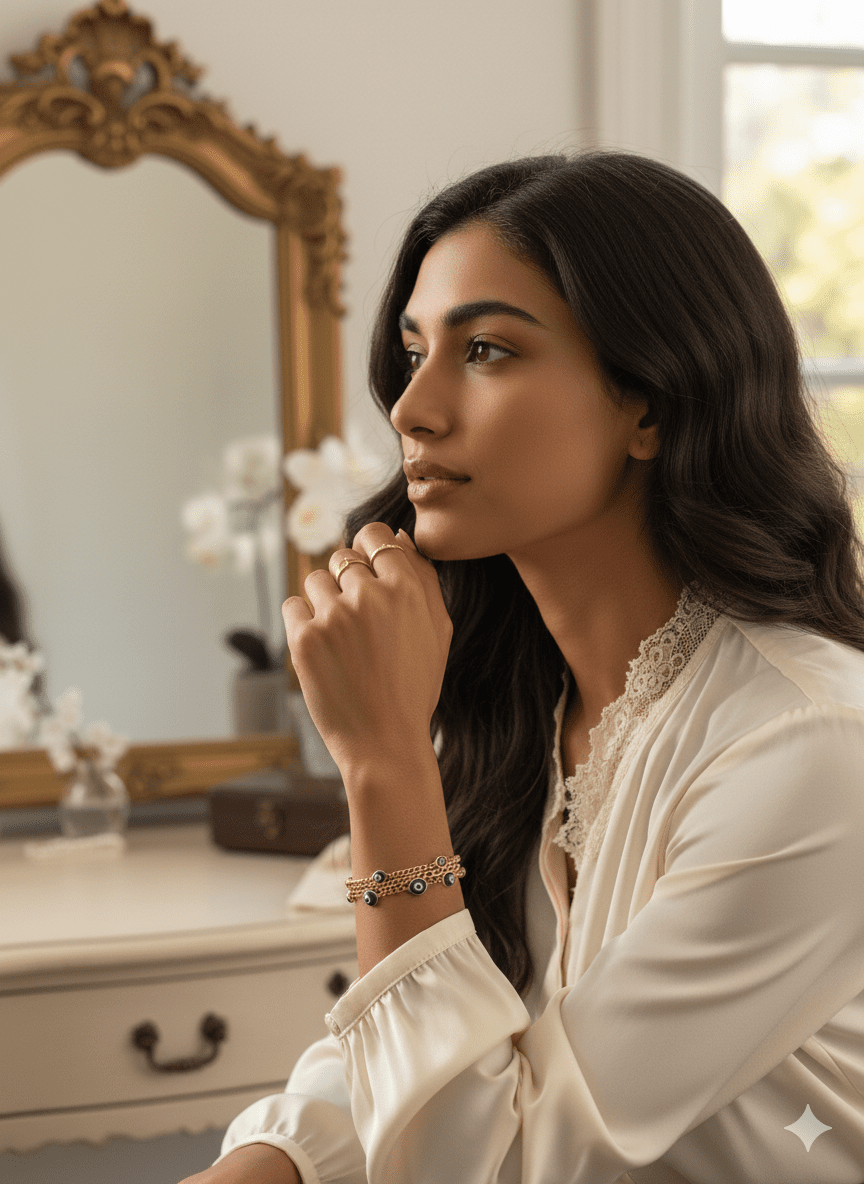 The Azure Gaze: A Triple-Layered Talisman Bracelet