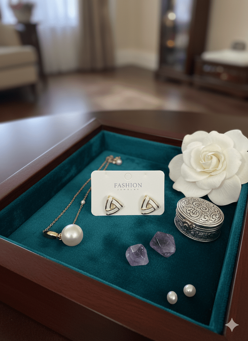 The Gilded Ivory Deco Triangles Earrings