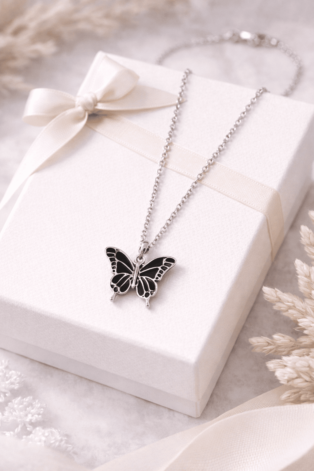 Metamorphosis in Silver: The Ethereal Butterfly Necklace