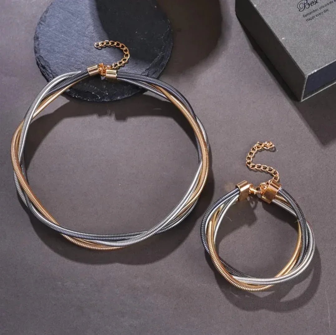 Twist of Elegance Set | Necklace & Bracelet Combo - Kemyu