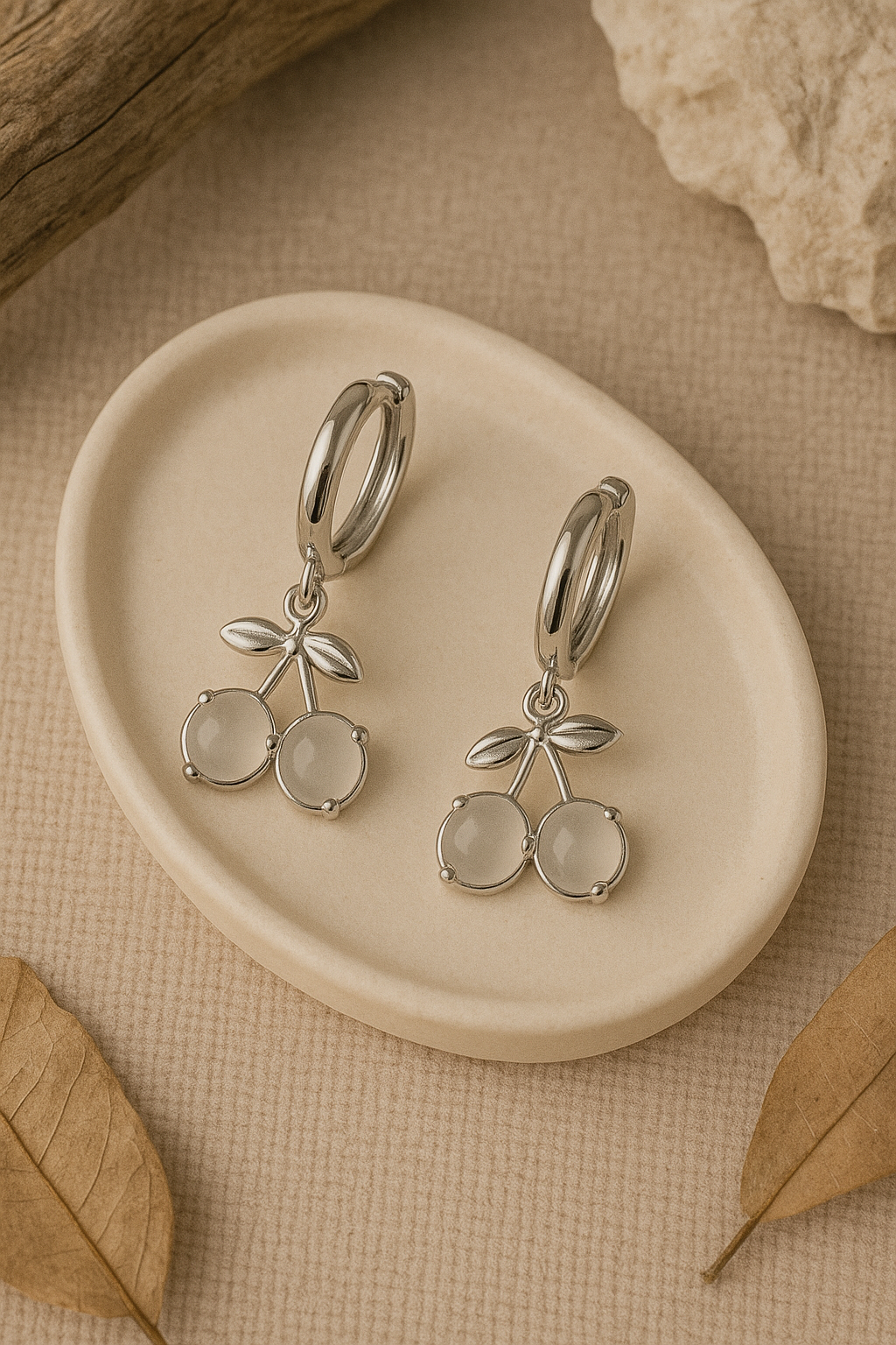 Ethereal Elegance – The Silver Cherry Drop Earrings