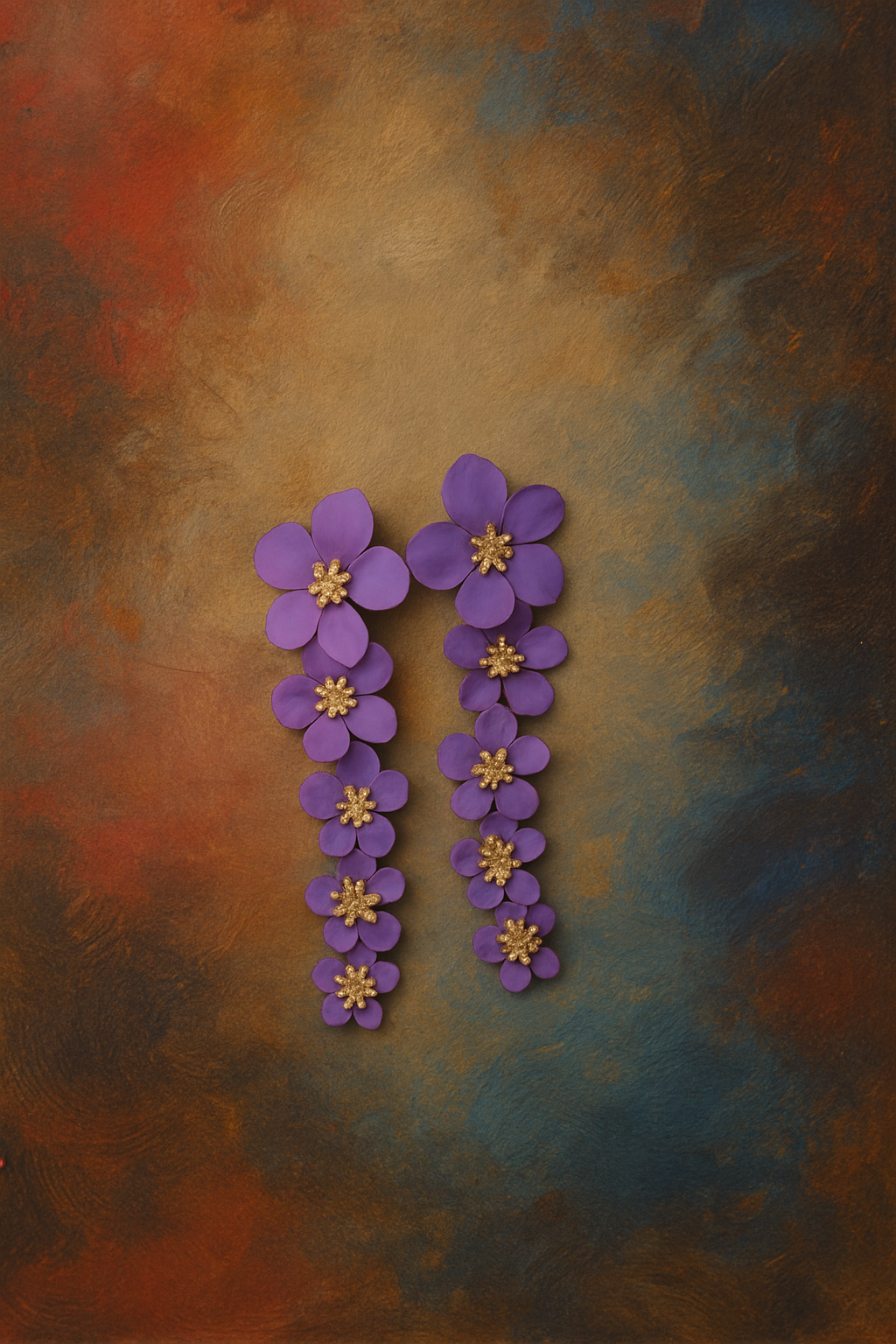 Bloom Boldly – Violet Floral Cascade Earrings