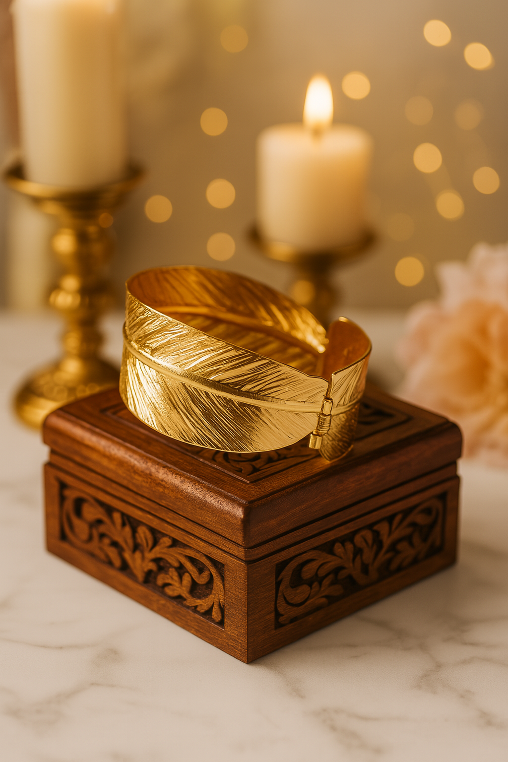 Golden Whisper: The Luxe Leaf Cuff