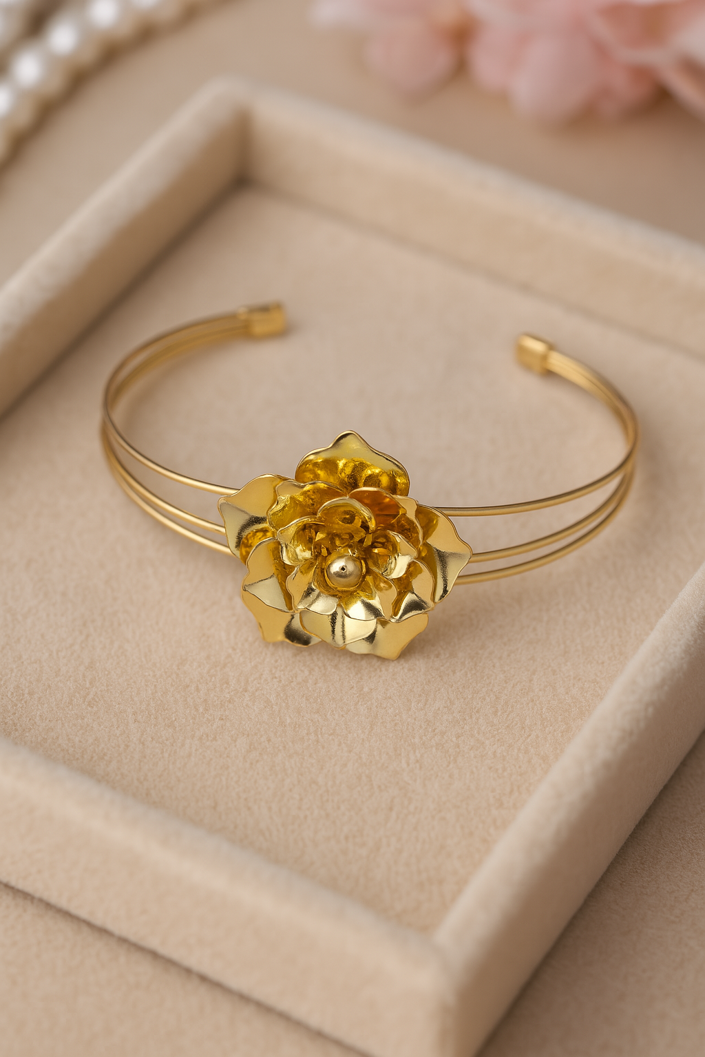 Glow & Grace: The Golden Petal Bangle