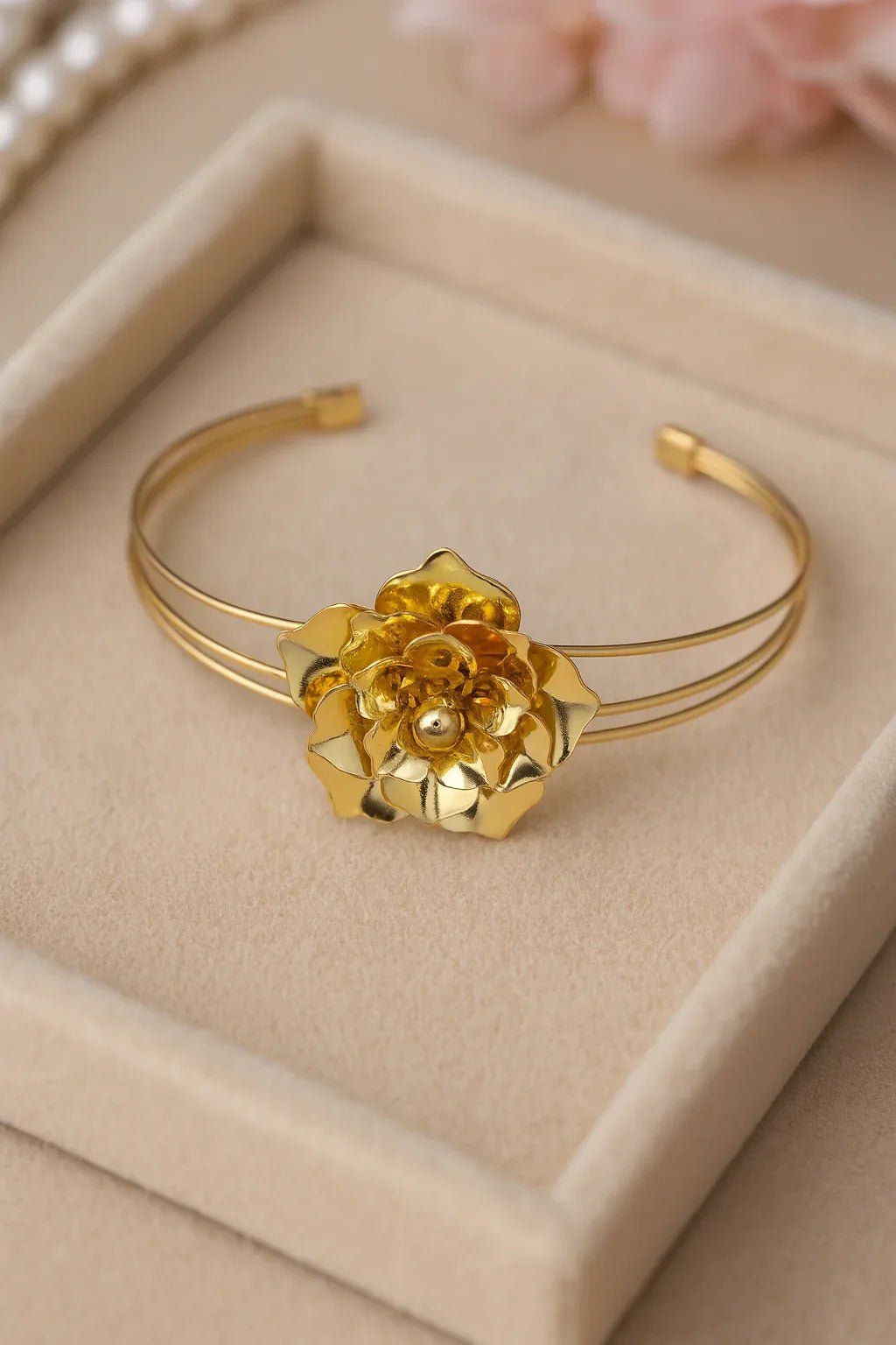 Glow & Grace: The Golden Petal Bangle - Kemyu