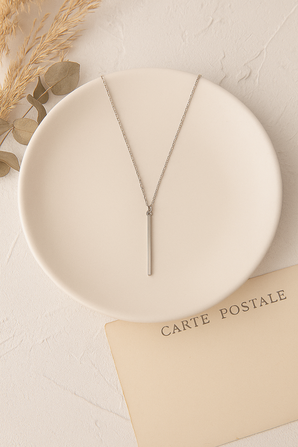 The Minimal Muse – Sleek Silver Bar Necklace