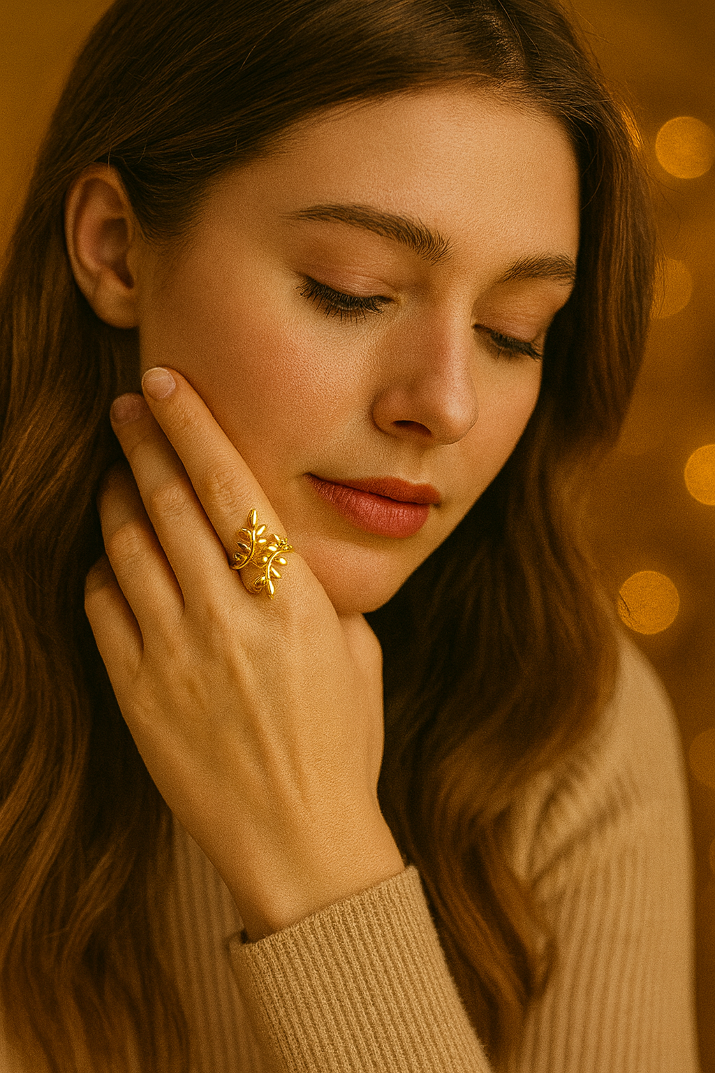 The Royal Vine – Luxe Gold Leaf Ring