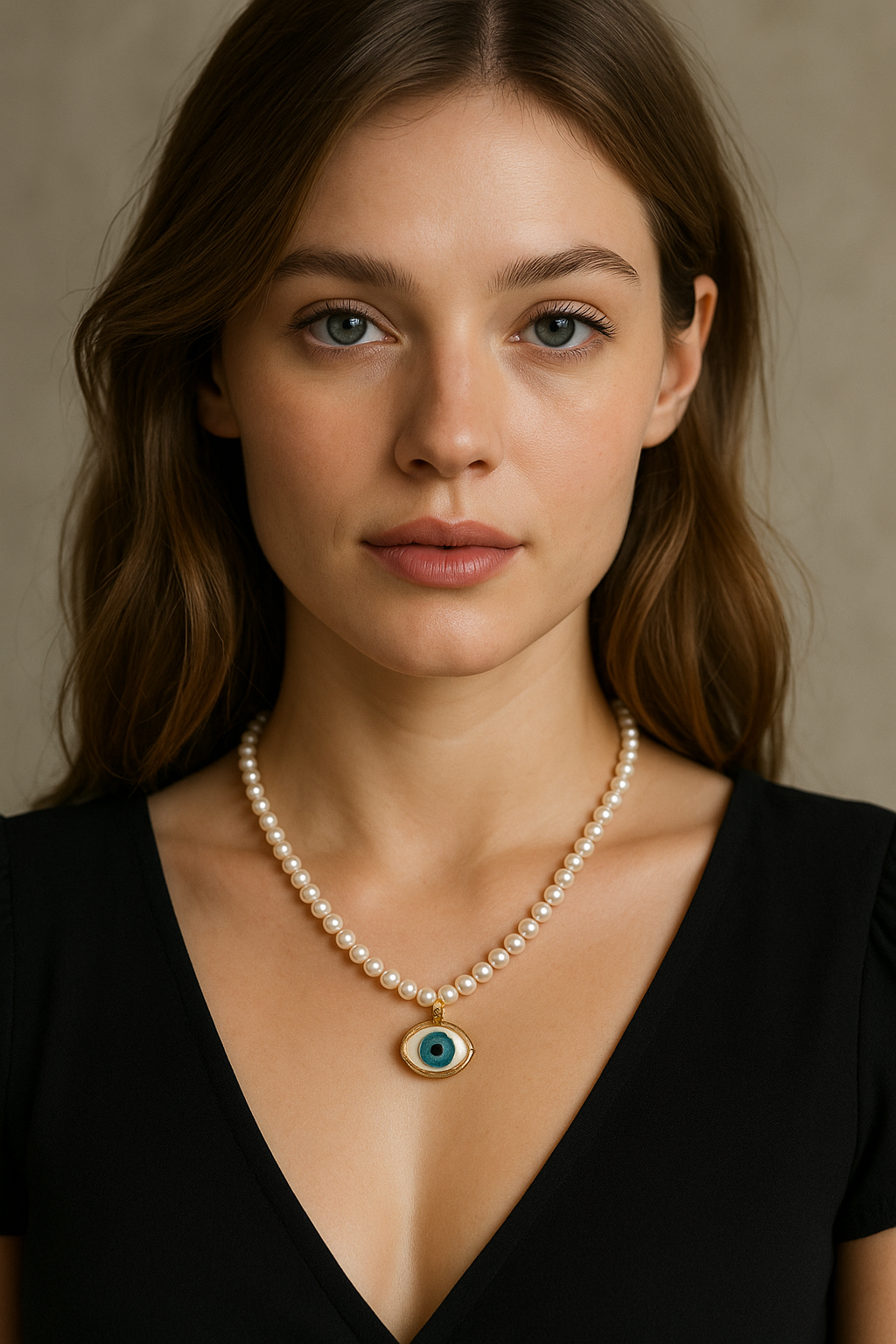 Divine Gaze Pearl Necklace – Where Elegance Meets Protection