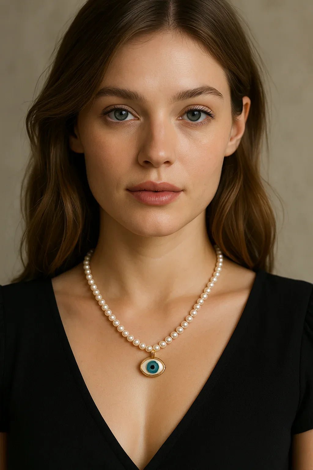 Divine Gaze Pearl Necklace – Where Elegance Meets Protection - Kemyu