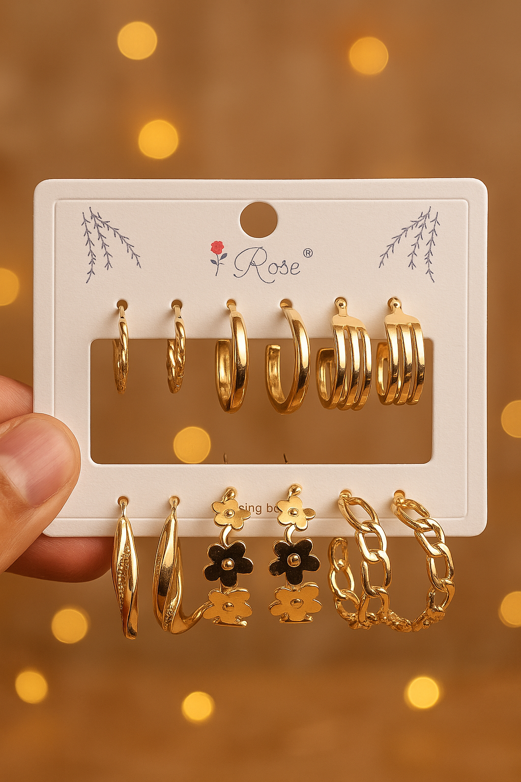 Golden Glow Earring Set – 6 Radiant Styles in One Box!