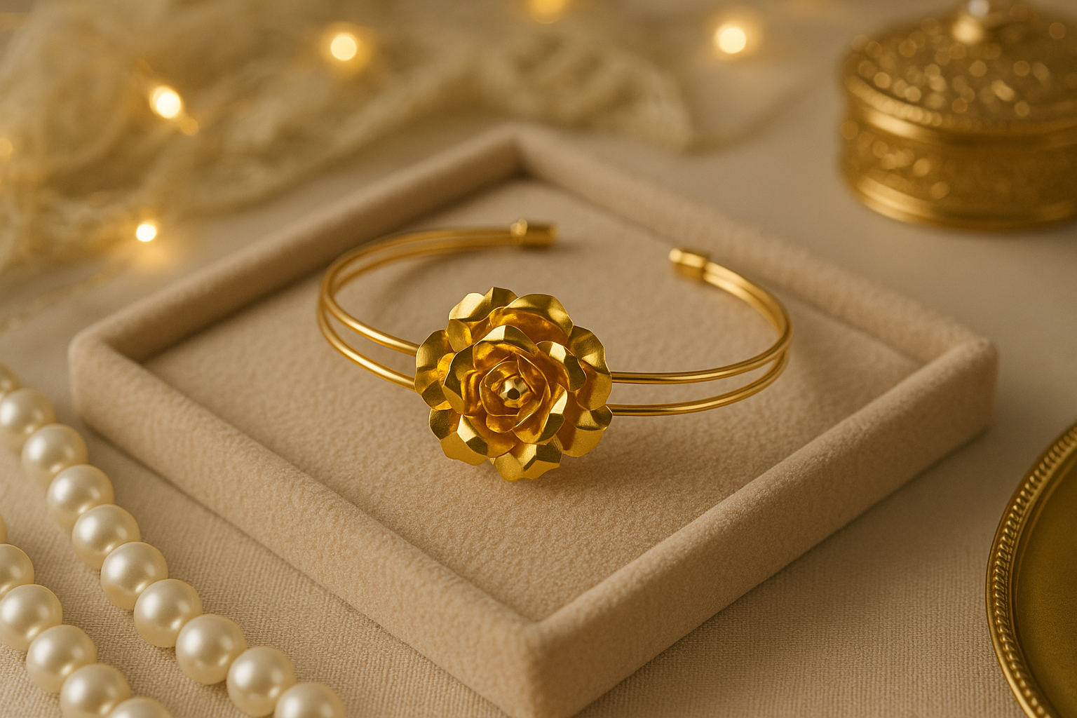 Glow & Grace: The Golden Petal Bangle
