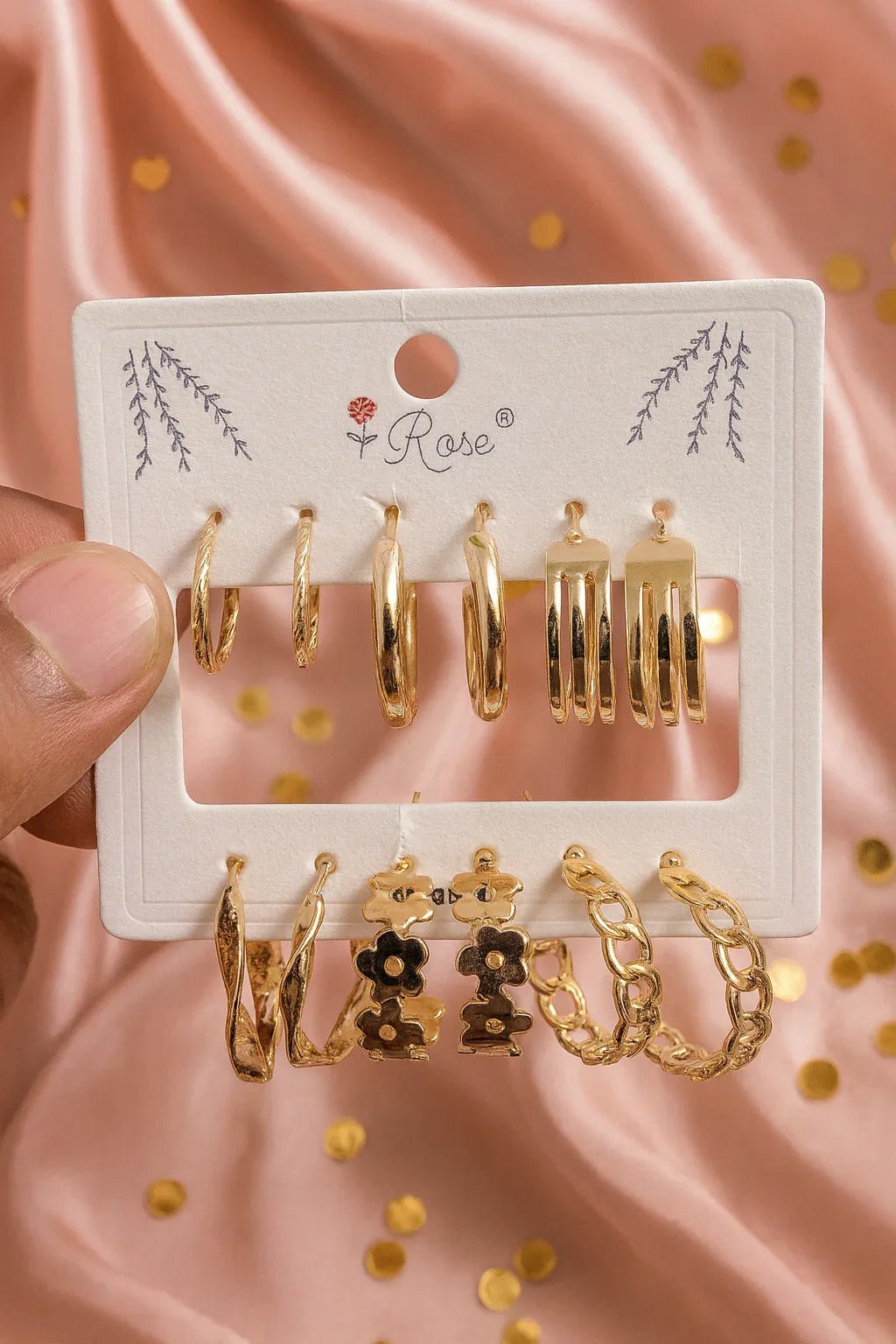 Golden Glow Earring Set – 6 Radiant Styles in One Box! - Kemyu