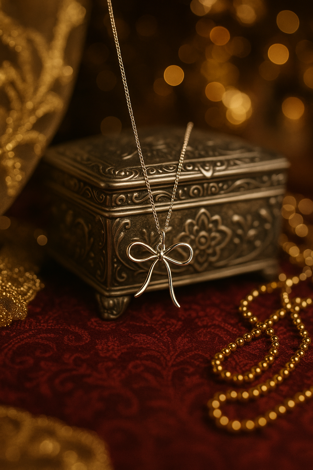 Elegant Charm: The Silver Bow Necklace