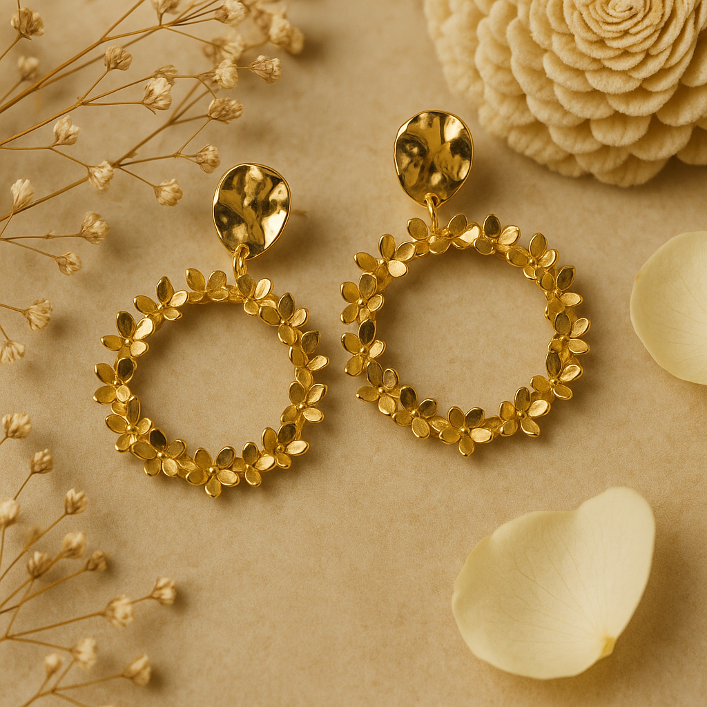 Golden Bloom Hoop Earrings – A Touch of Timeless Radiance
