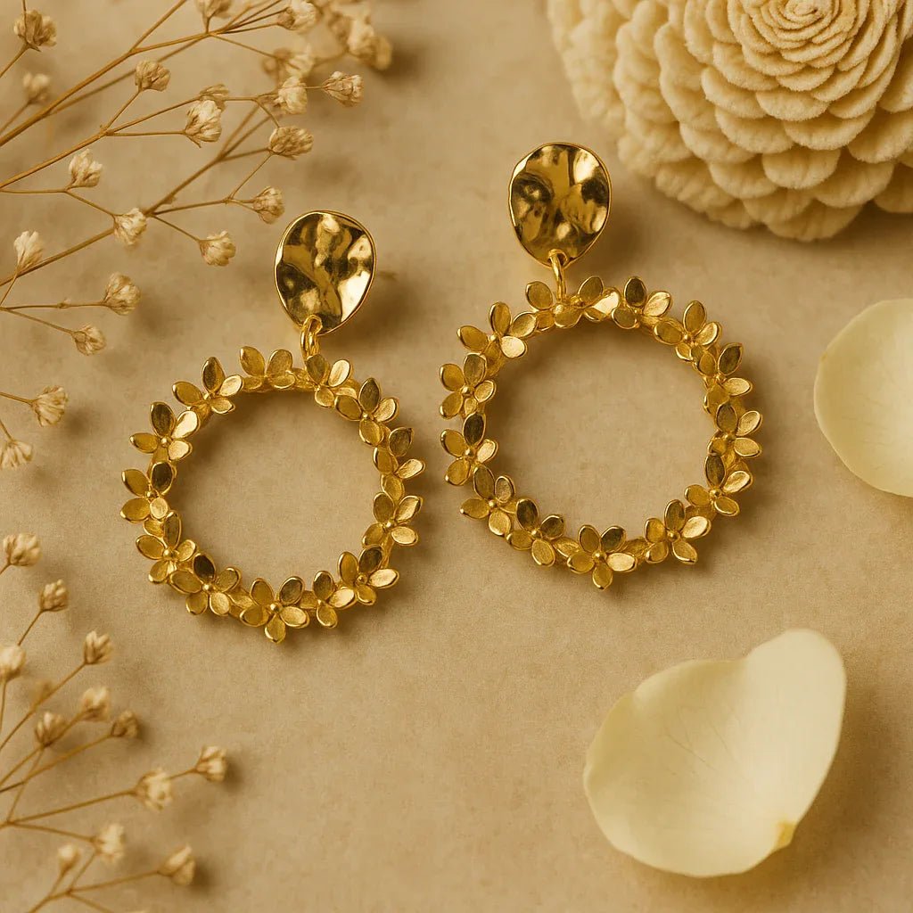 Golden Bloom Hoop Earrings – A Touch of Timeless Radiance - Kemyu