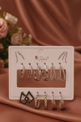 Ultimate Silver Hoop Earring Set – 9-in-1 Glam Collection - Kemyu