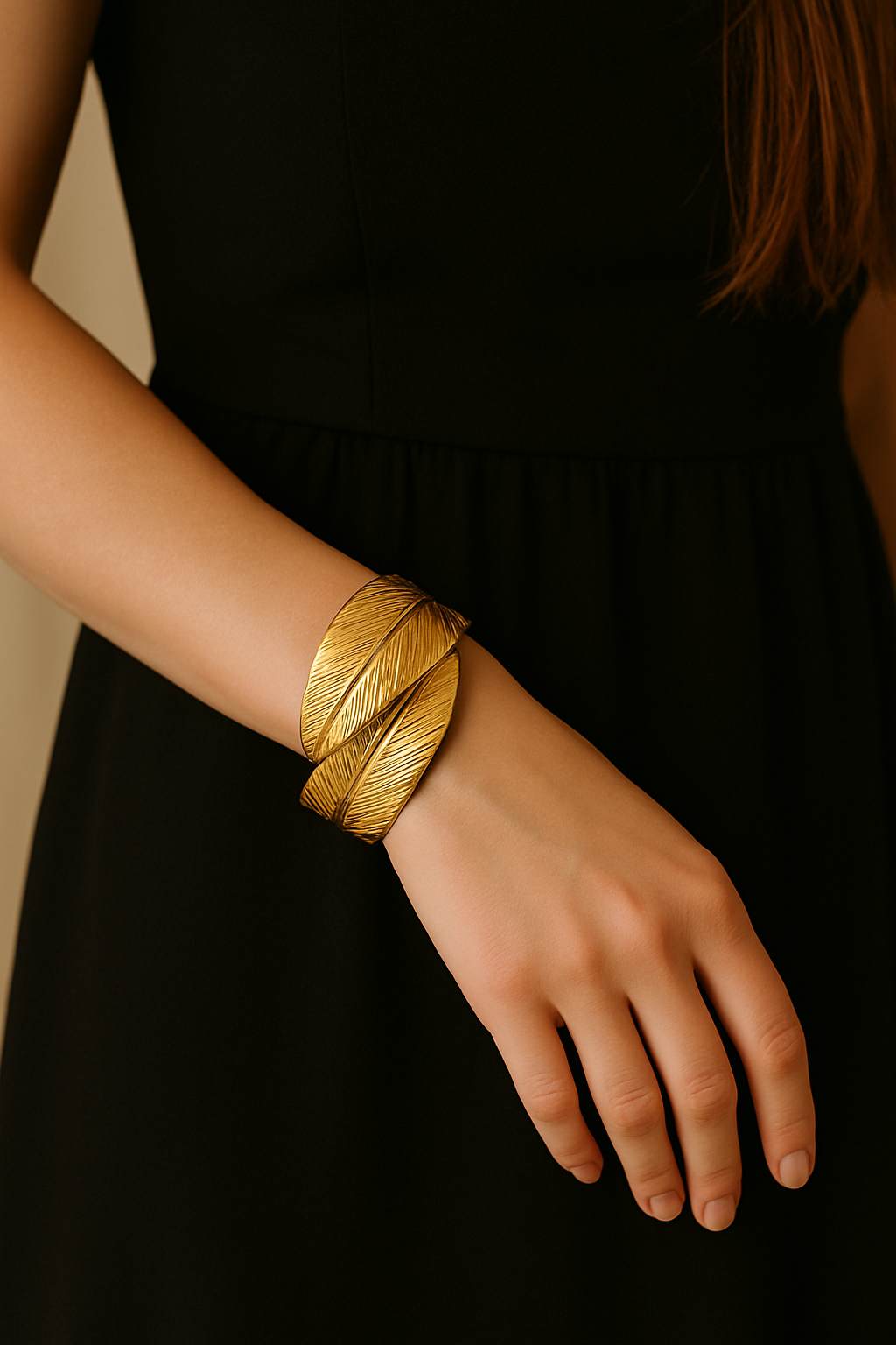 Golden Whisper: The Luxe Leaf Cuff
