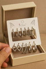Ultimate Silver Hoop Earring Set – 9-in-1 Glam Collection - Kemyu
