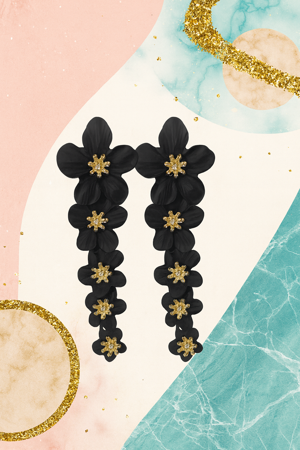 Midnight Bloom – Statement Floral Earrings